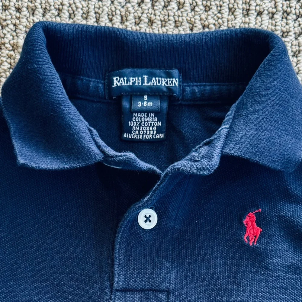 RALPH LAUREN 3-6M Polo Short Sleeved Shirt Classic Embroidered Red Pony Boy Girl